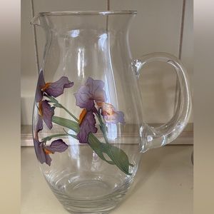 Laila 9” Iris Pitcher #16599 Hand Made Fine Glassware. Preowned In Original Box
